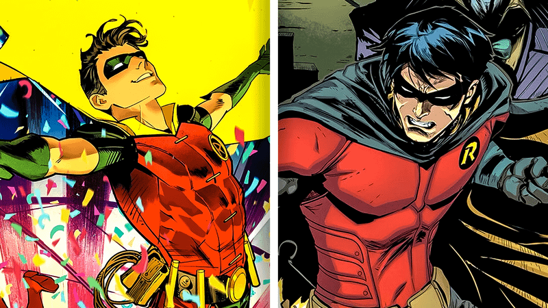 Dick Grayson and Jason Todd Robins side by side.