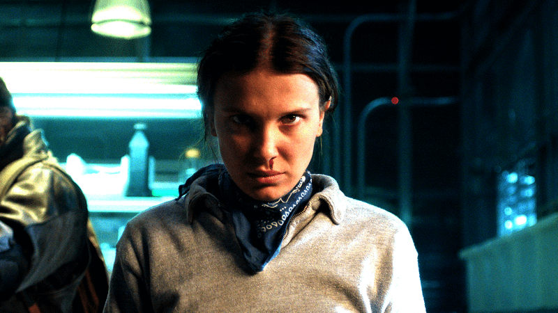 Millie Bobby Brown as Eleven with blood coming from her nose in Stranger Things