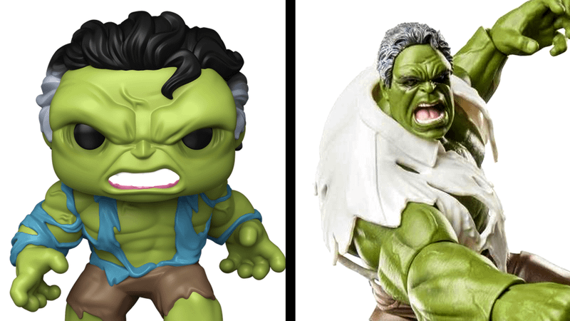 Savage Hulk Funko figure from Spider-Man Brand New Day with Hasbro Savage Hulk Marvel Legends figure.