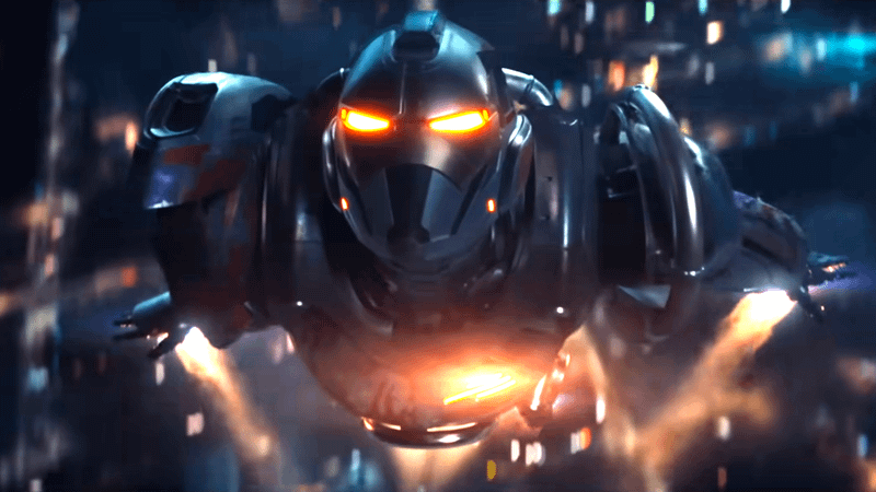 Ironheart flying through the sky in her suit of armor in Ironheart