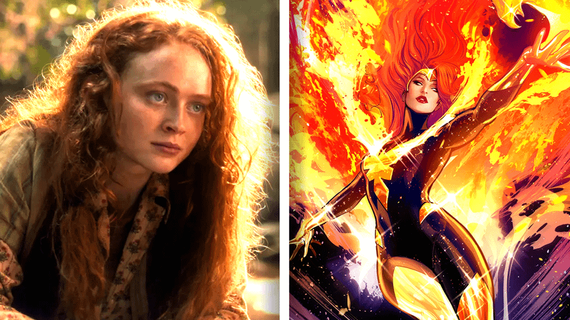 Sadie Sink and Jean Gray.