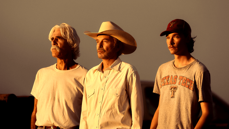 Sam Elliott as T.L., Billy Bob Thornton as Tommy Norris, & Jacob Lofland as Cooper in Landman Season 2, Episode 10