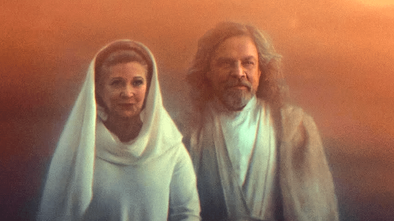 Luke Skywalker and Leia Organa in Star Wars: The Rise of Skywalker.