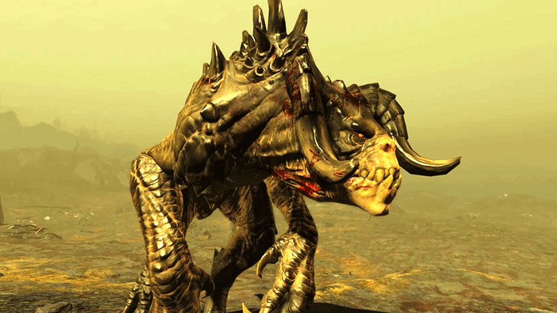 Mythic Deathclaw in the wasteland in Fallout