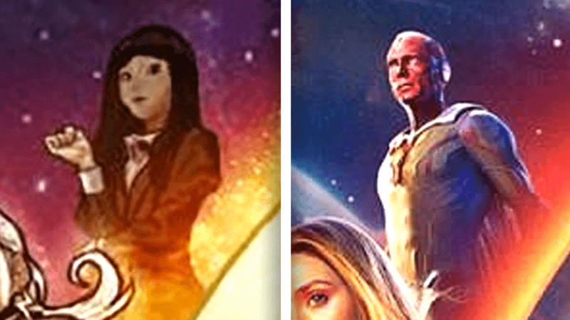 Nico Minoru and Vision - Ultimate Endgame vs Avengers Infinity War posters.