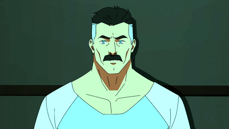 Omni-Man looking at the camera in Invincible