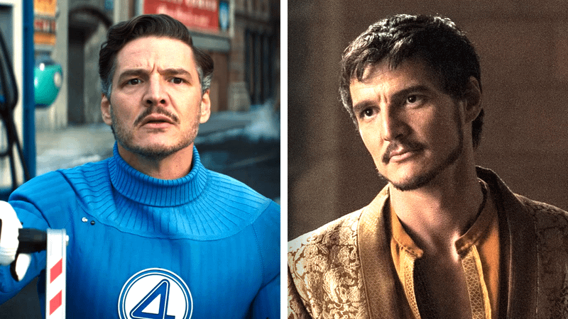 Pedro Pascal as Mr Fantastic and as Oberyn Martell.