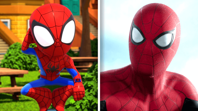 A comparison of the animated Spider-Man and the MCU Spider-Man