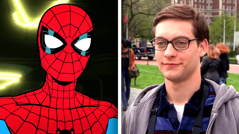 Spider-Man from 'Your Friendly Neighborhood Spider-Man,' Tobey Maguire as Peter Parker in 'Spider-Man' (2002).