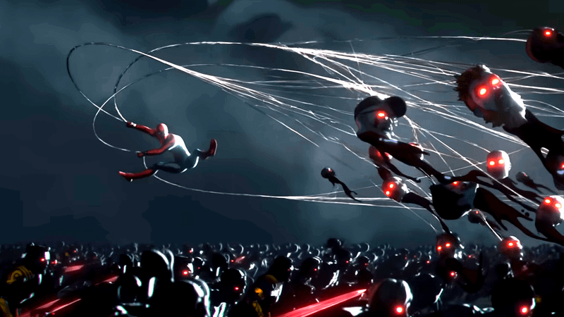Spider-Man beheading zombies in Marvel Zombies