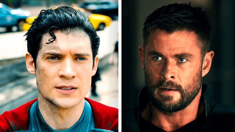 David Corenswet as Superman in 'Superman,' Chris Hemsworth as Thor in 'Avengers: Doomsday.'