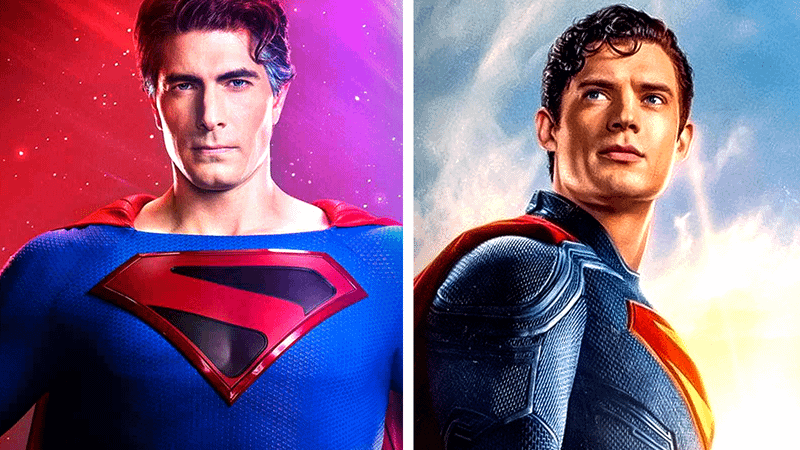 Brandon Routh and David Corenswet as Superman.