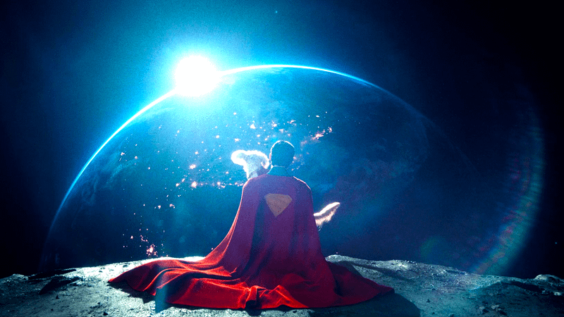 Superman hugging Krypto in Superman