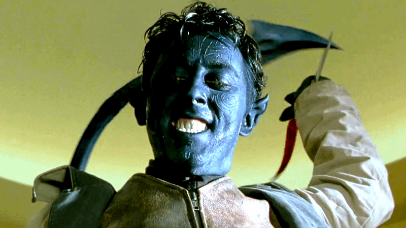 Alan Cumming as Nightcrawler swinging a knife in X2.