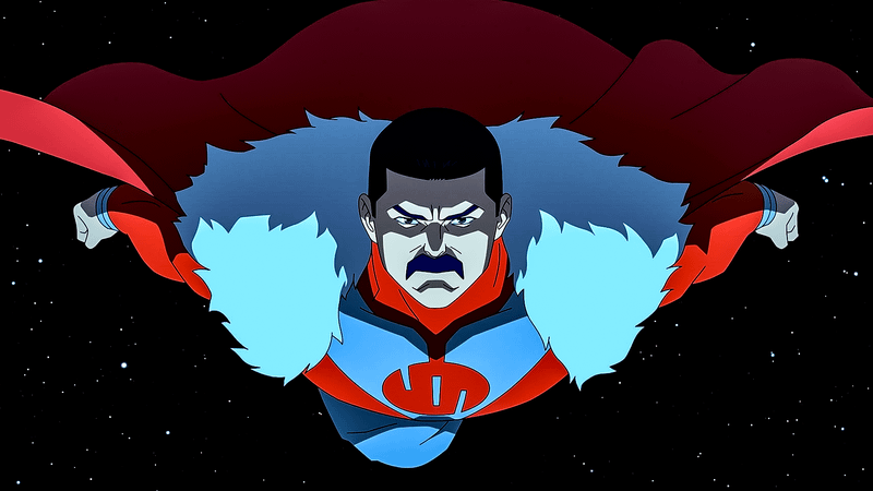 Thragg flying through space in Invincible.