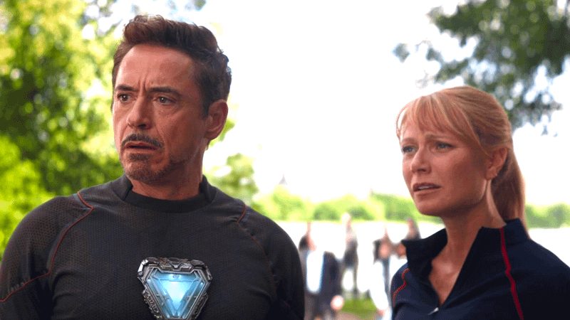 Robert Downey Jr. as Tony Stark and Gwenyth Paltrow as Pepper Potts in 'Avengers: Infinity War.'