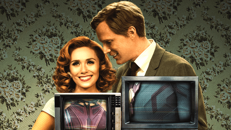 Elizabeth Olsen as Wanda Maximoff and Paul Bettany as Vision in WandaVision poster