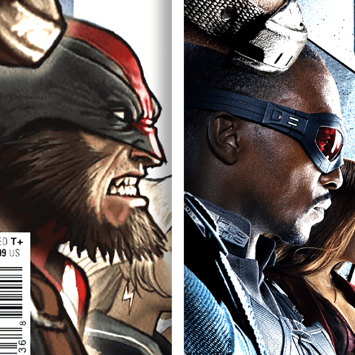 Wolverine on the Ultimate Endgame cover and Sam Wilson on the Captain America: Civil War poster