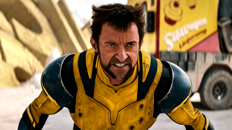 Hugh Jackman Wolverine with Fox logo in the Void in Deadpool & Wolverine.