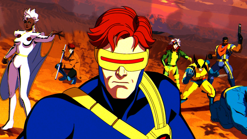 Storm, Gambit, Cyclops, Rogue, Wolverine, Bishop, and Beast in X-Men '97