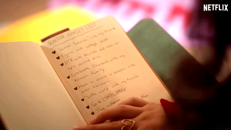 Kitty's Senior Sunset List in XO Kitty Season 3.
