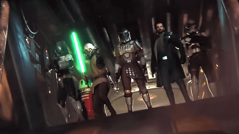 Multiple characters stand at the ready in Star Wars Zero Company.