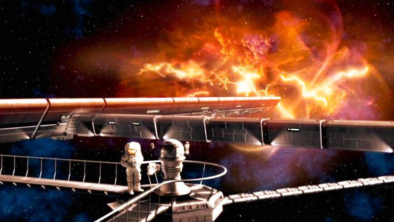 Ben Grimm outside the spaceship just as the cosmic rays are about to hit him in Fantastic Four (2005).