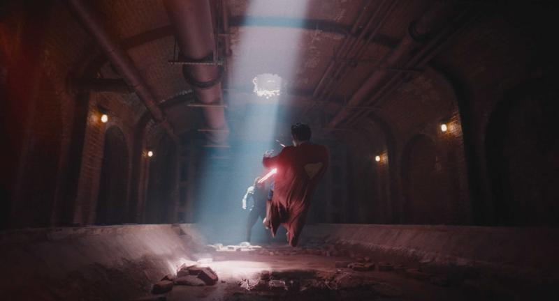 Ultraman blasting Superman with his heat vision in Superman 2025