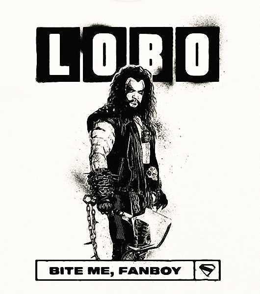 Jason Momoa as Lobo in a spray-painted motif in Supergirl.