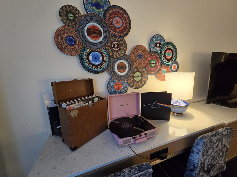 Record player in hotel room at Hard Rock Hotel.