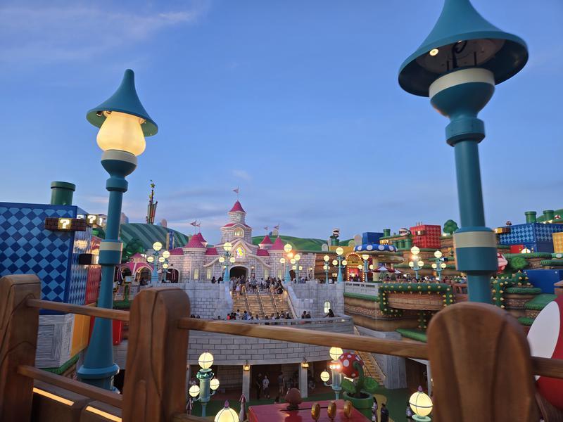 Lights on at Super Nintendo World at Epic Universe.