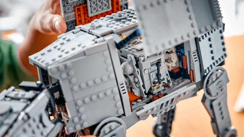 The side door of the Imperial Remnant AT-AT LEGO open.