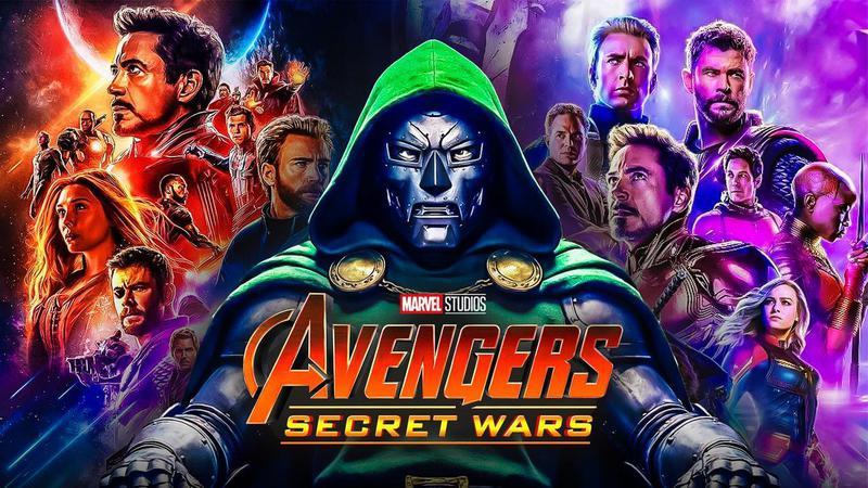 Doctor Doom with Avengers and Avengers Secret Wars logo.