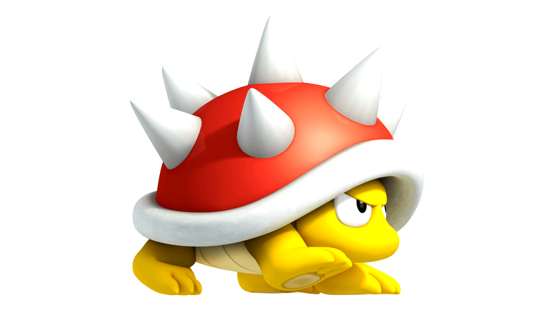 Spiny with an angry face in Mario.