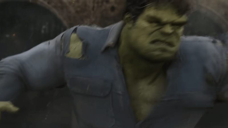 Banner mid-transformation to Hulk in Avengers 2012