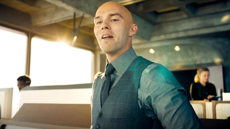 Nicholas Hoult as Lex Luthor standing in a building in Superman