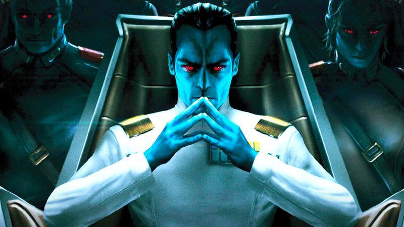 Thrawn sitting in a chair in Star Wars