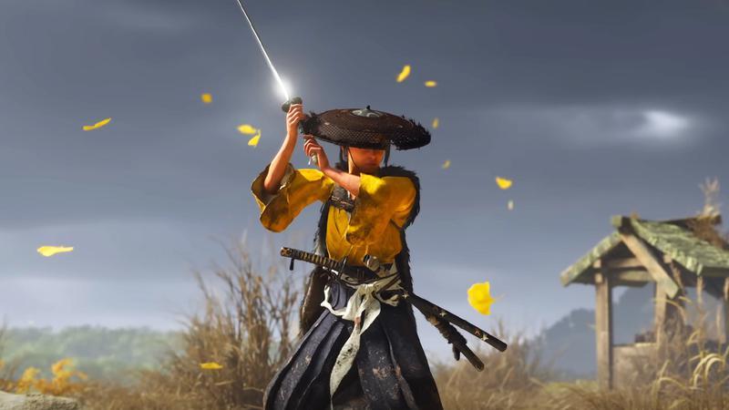 Atsu swinging a sword in Ghost of Yotei