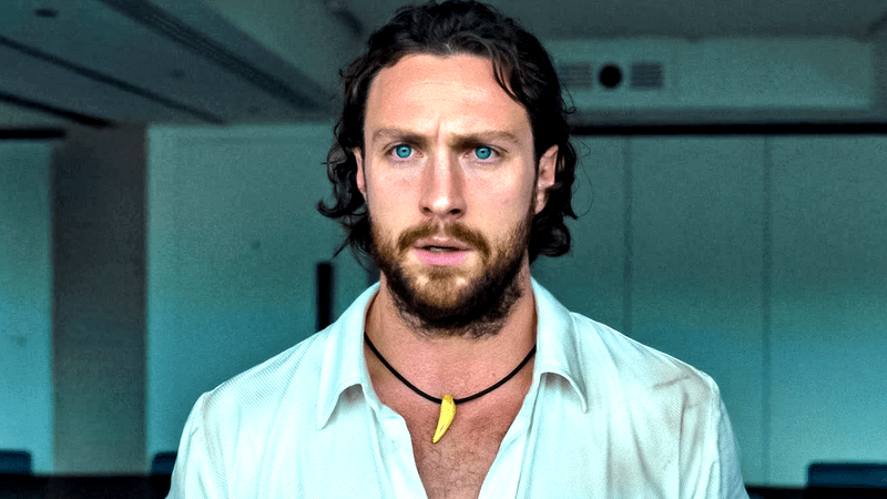 Aaron Taylor-Johnson as Kraven looking shocked in Sony Picture's Kraven