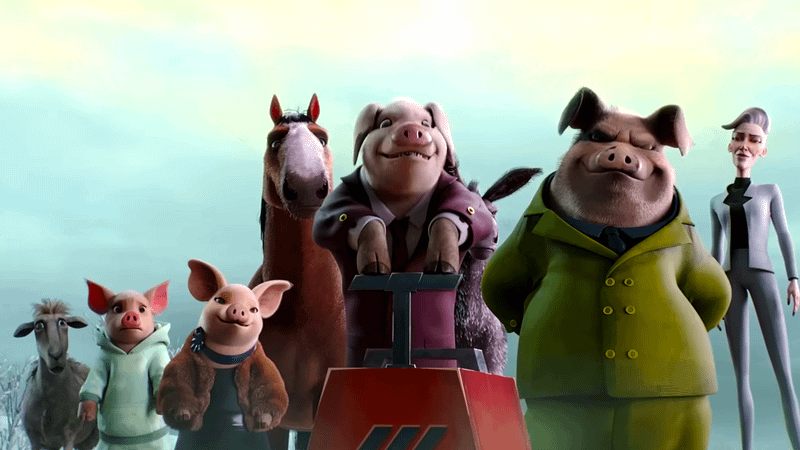 The main cast of animated characters for the new Animal Farm film.