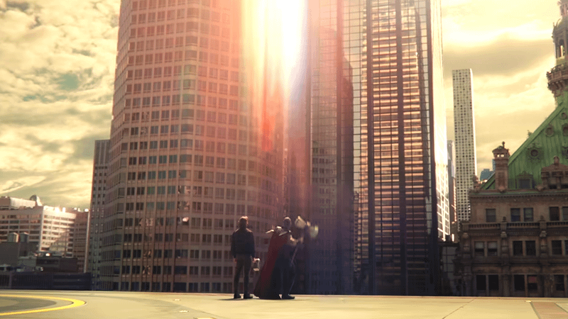 Thor using the Bifrost in Avengers: Doomsday.