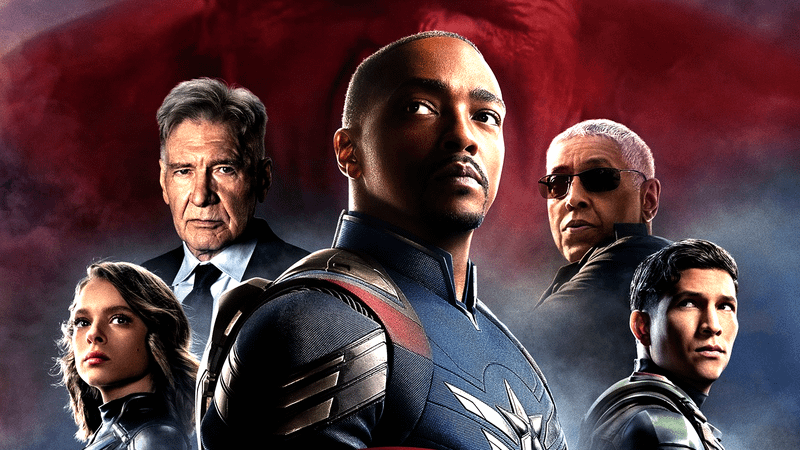 Anthony Mackie as Sam Wilson looking off into the distance in Captain America: Brave New World