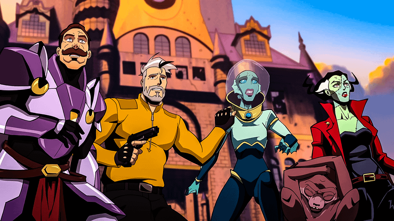 Rick Flag Jr., Nina Mazursky, Weasel, and the Bride in 'Creature Commandos.'