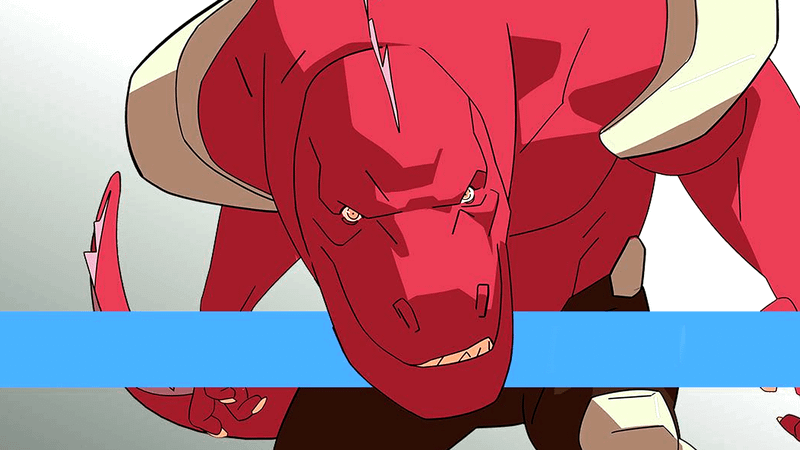 Dinosaurus looking angry in Invincible