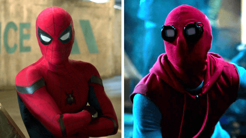 Tom Holland in Stark-developed Spider-Man suit and homemade sweatsuit in 'Spider-Man: Homecoming.'