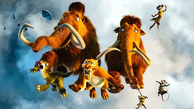 Manny, Ellie, Diego, Sid, in Ice Age.