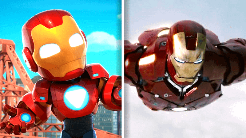 A comparison of the animated and the MCU Iron Man