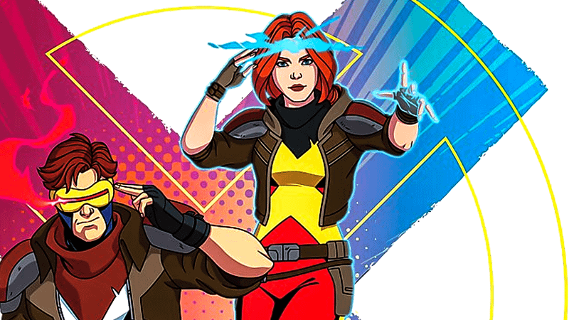 Jean Grey using her powers alongside Cyclops.