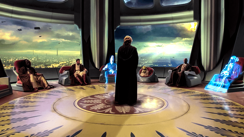 Anakin Skywalker addressing the Jedi Council.