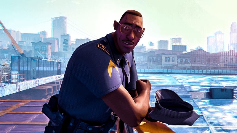 Jefferson Miles in police uniform in Across the SpiderVerse.